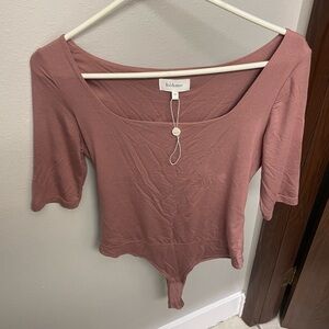 Bohme Hadley Square Neck Body Suit in Pink/Mauve